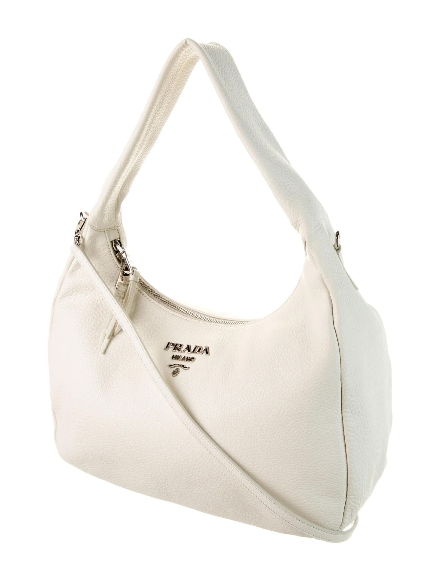 PRADA VITELLO PHENIX CALFSKIN LEATHER HOBO BAG