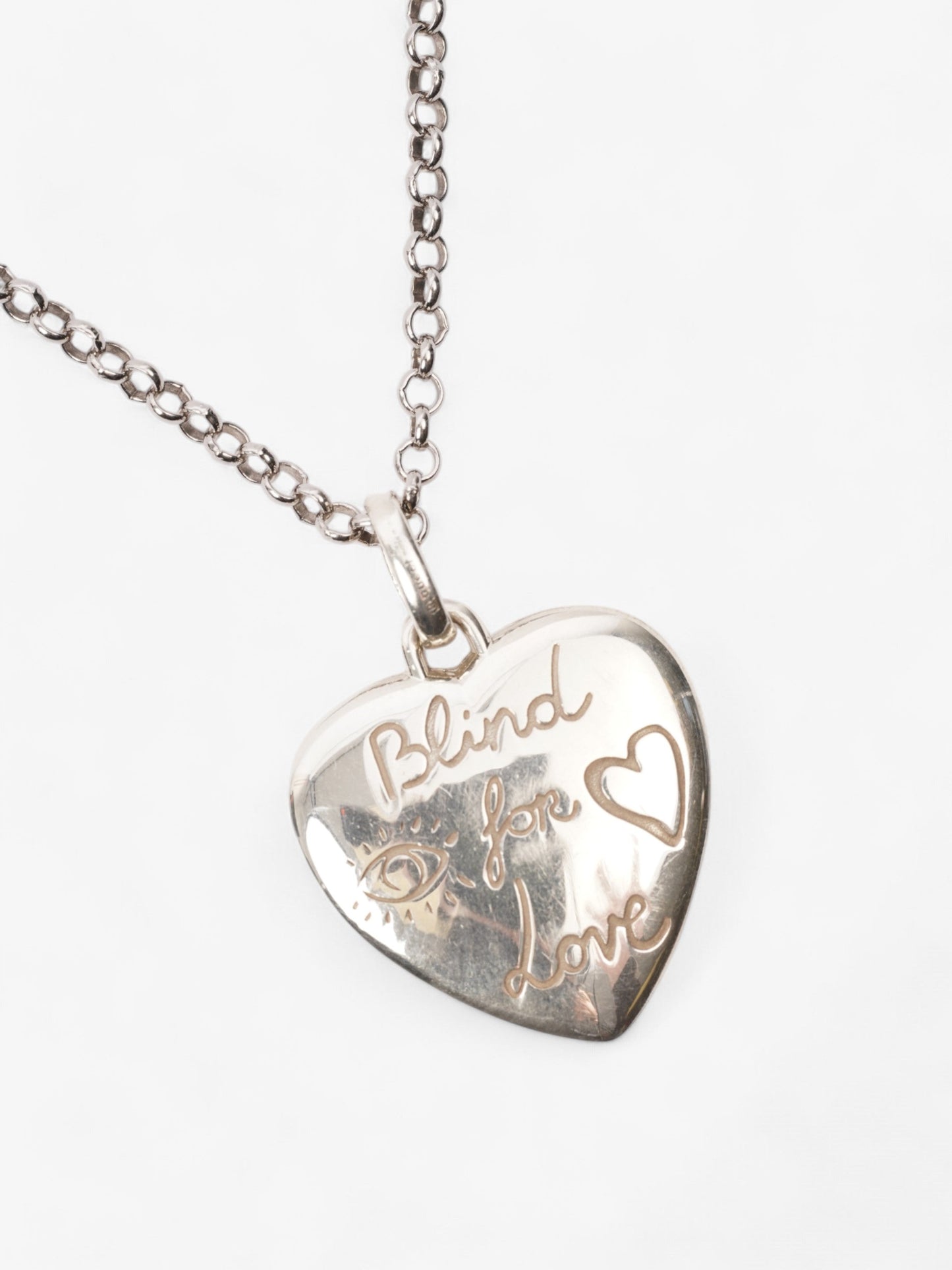 Gucci Blind For Love Necklace Silver Silver Sterling