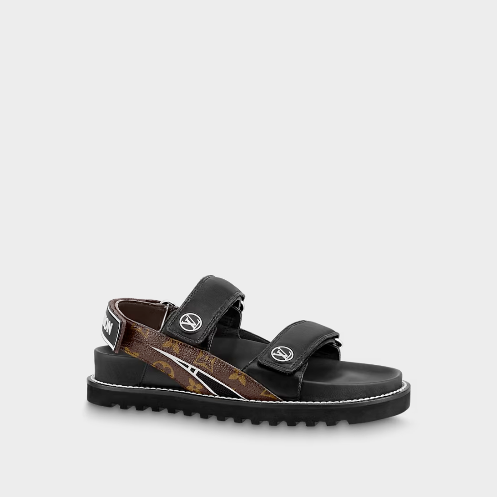 Paseo Flat Comfort Sandal Noir Designer Slides & Sandals for Women