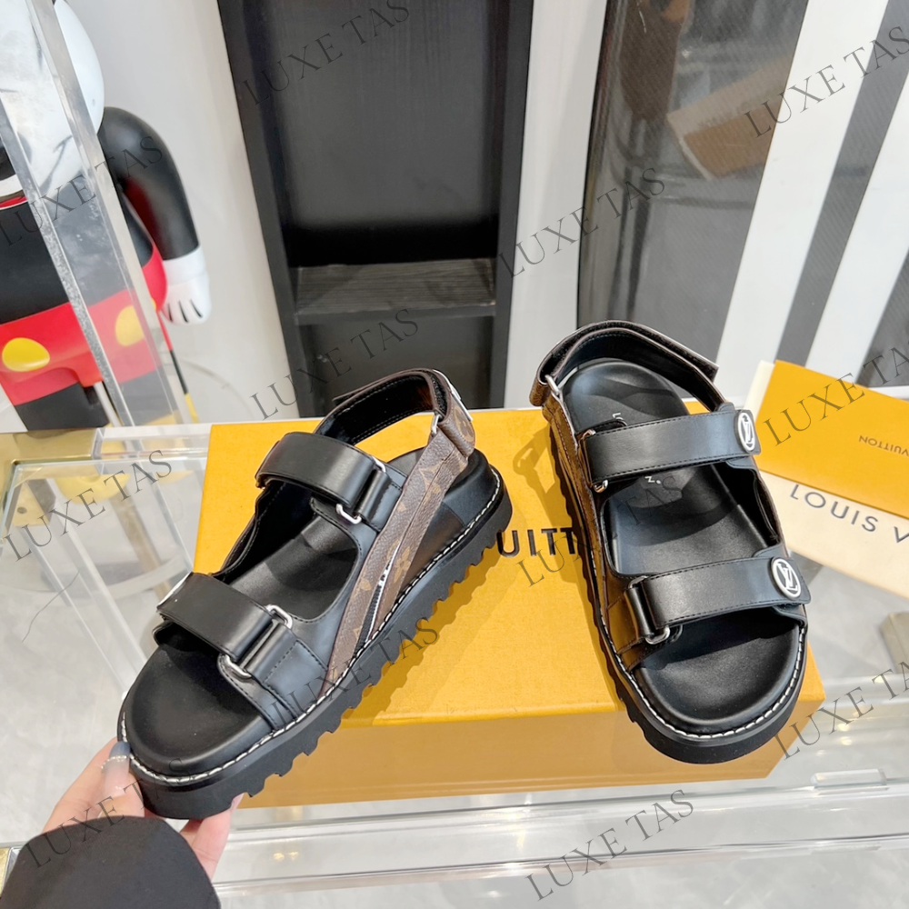Paseo Flat Comfort Sandal Noir Designer Slides & Sandals for Women