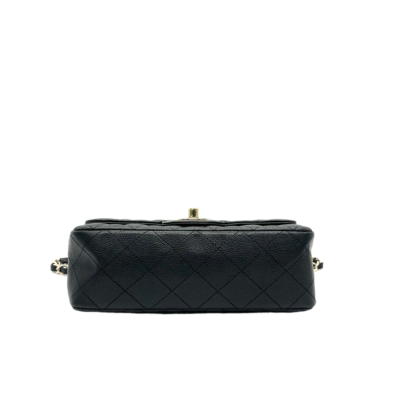 CHANEL '17 Rectangle Mini Black Caviar Light Gold Flap RARE