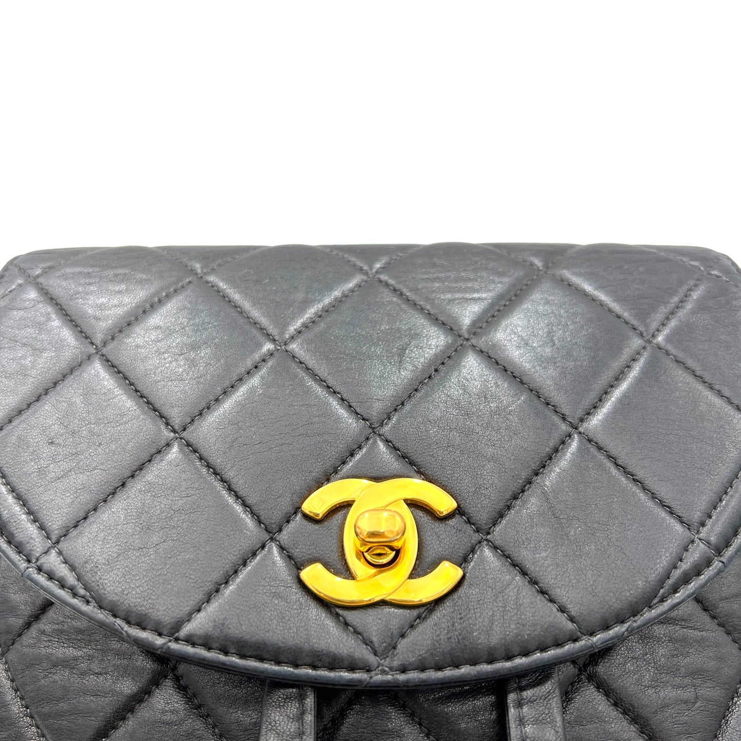 Vintage Black Backpack in Lambskin, Gold hardware