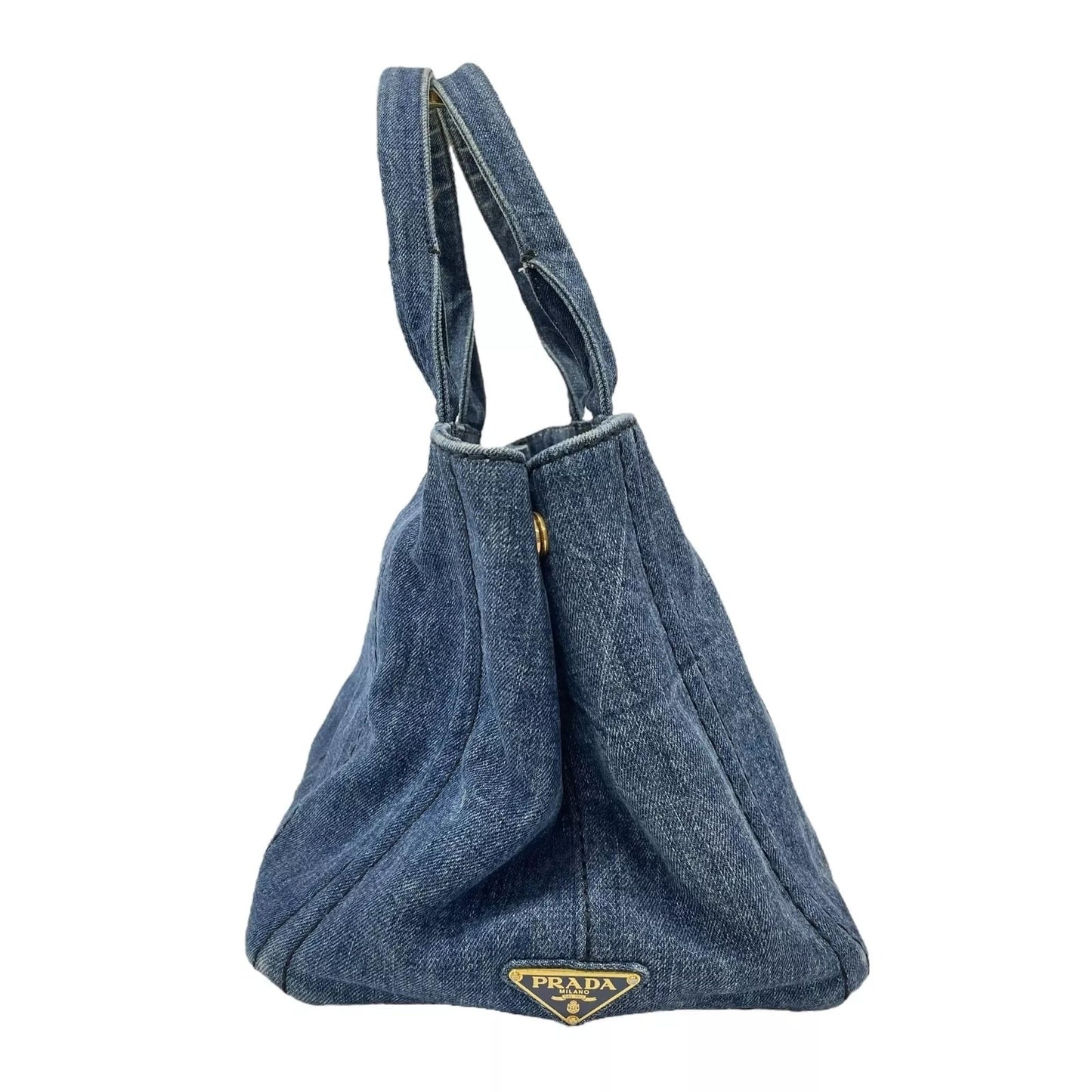 PRADA CANAPA DENIM SHOPPER TOTE BAG