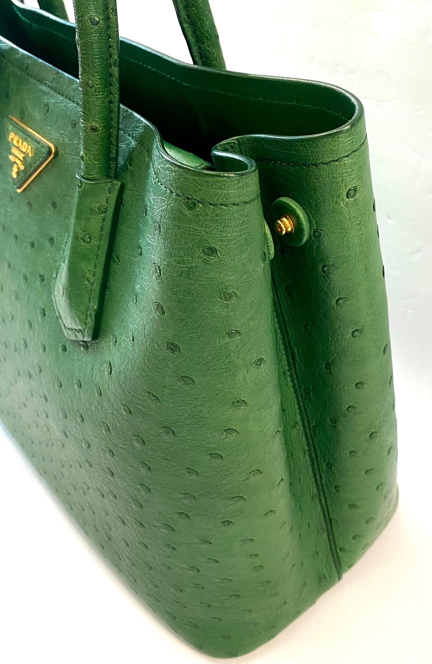 PRADA GALLERIA OSTRICH LEATHER MEDIUM TOTE BAG