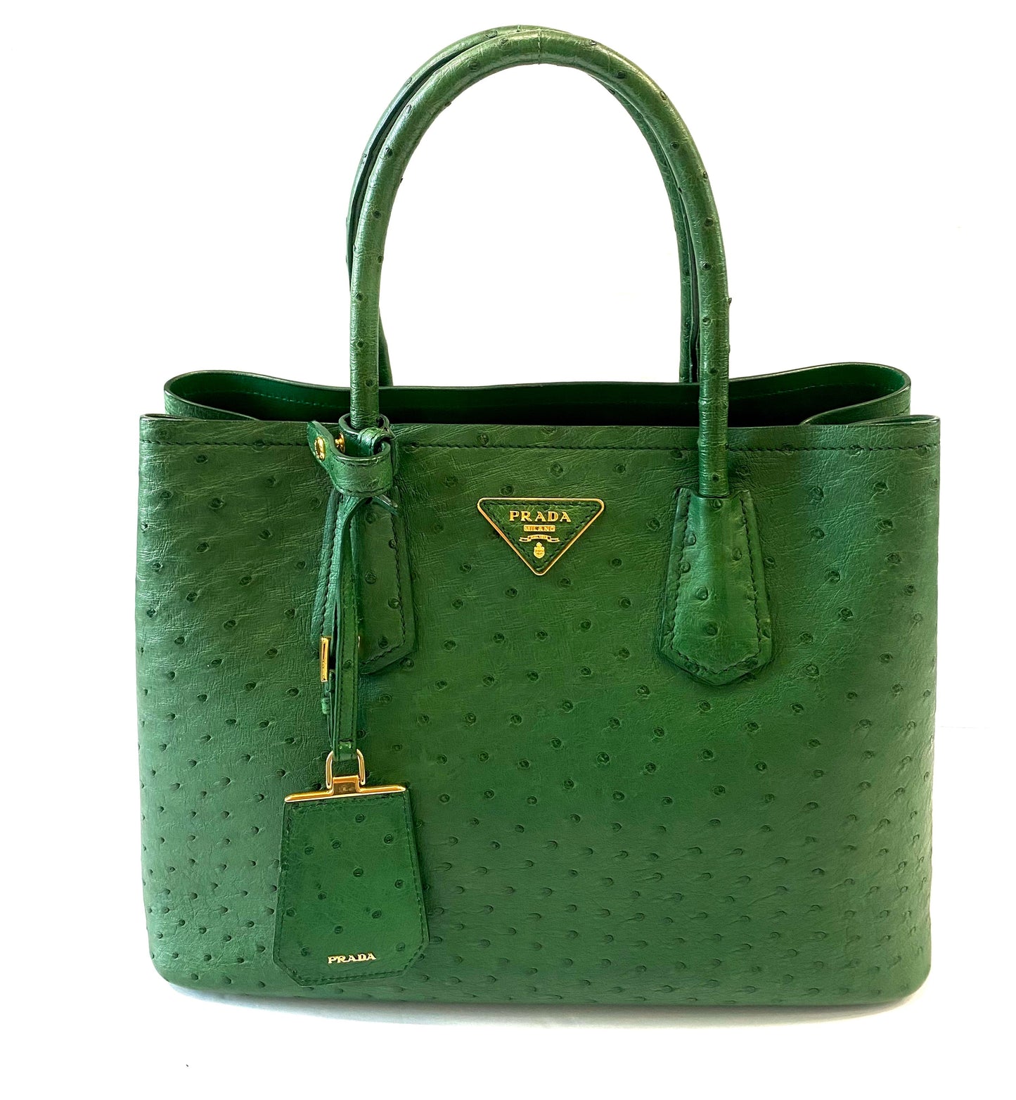 PRADA GALLERIA OSTRICH LEATHER MEDIUM TOTE BAG