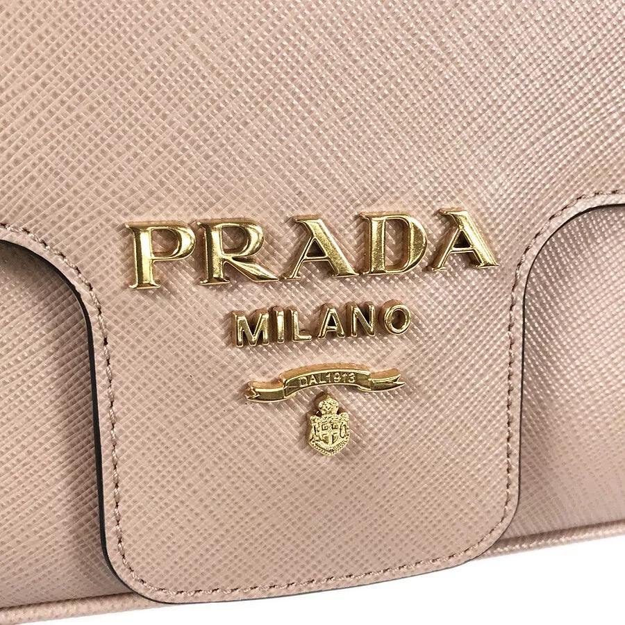 PRADA PATTINA NUDE SAFFIANO LEATHER SHOULDER BAG