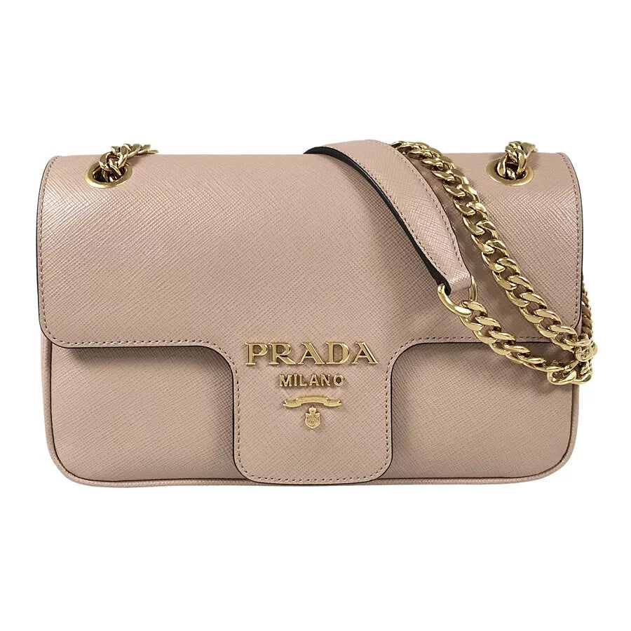PRADA PATTINA NUDE SAFFIANO LEATHER SHOULDER BAG