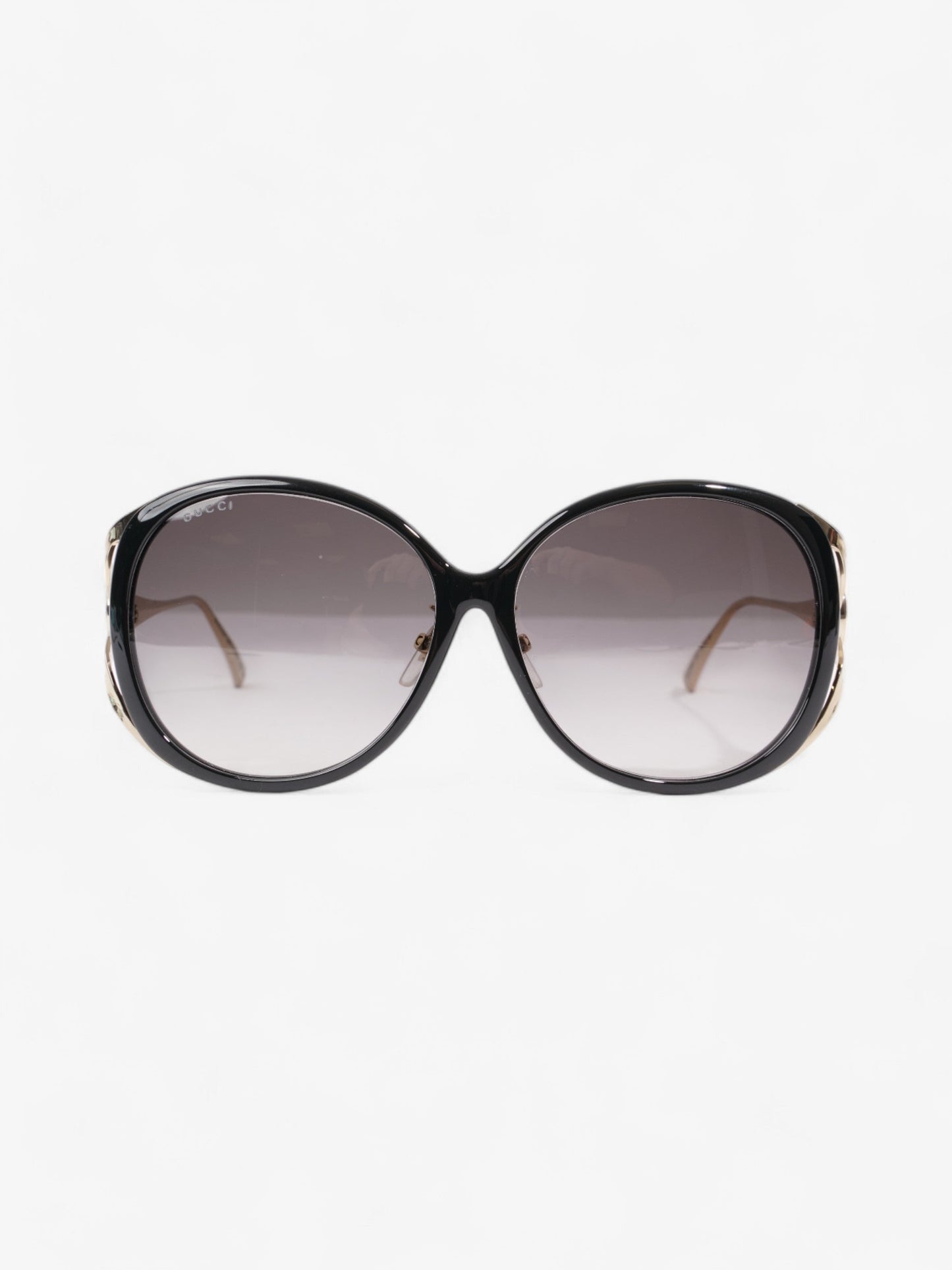 Gucci GG Web Sunglasses Black / Gold / Green Acetate 130mm