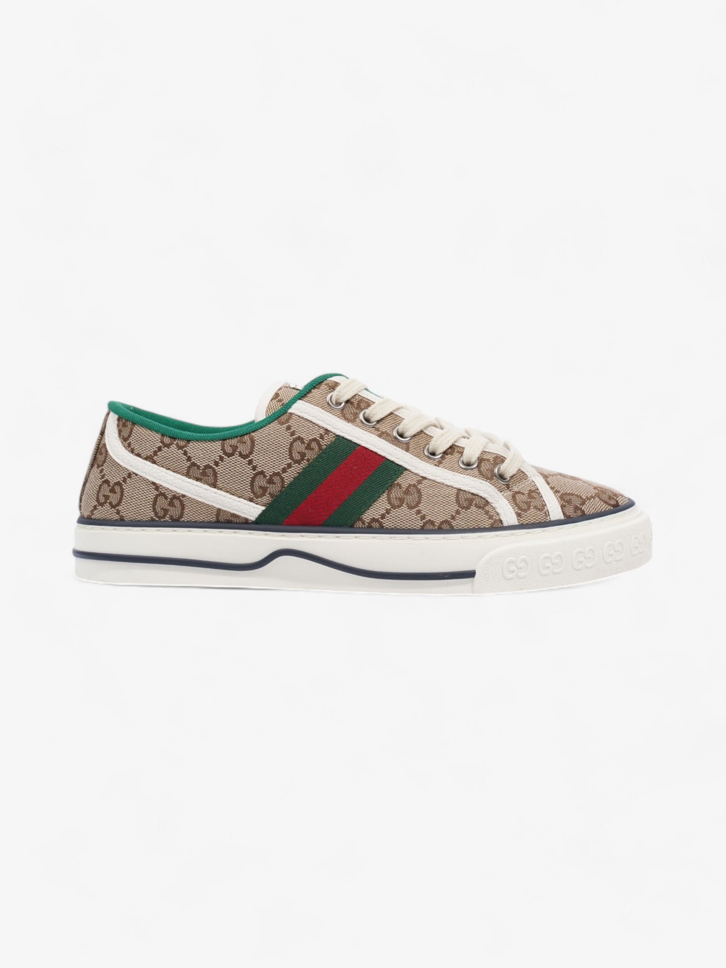 Gucci GG Tennis 1977 Sneakers Beige / White / Green Canvas EU 38 UK 5