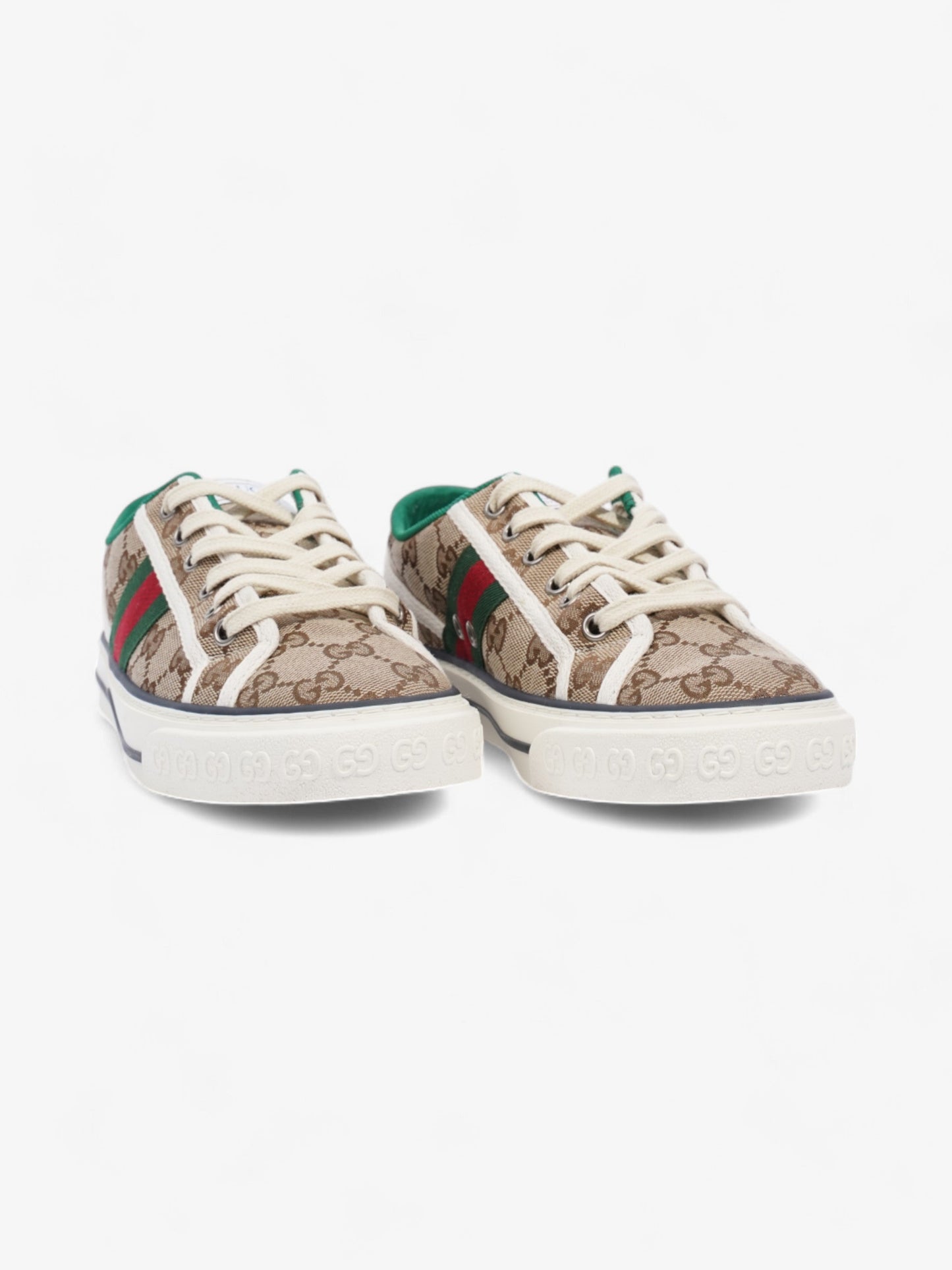 Gucci GG Tennis 1977 Sneakers Beige / White / Green Canvas EU 38 UK 5