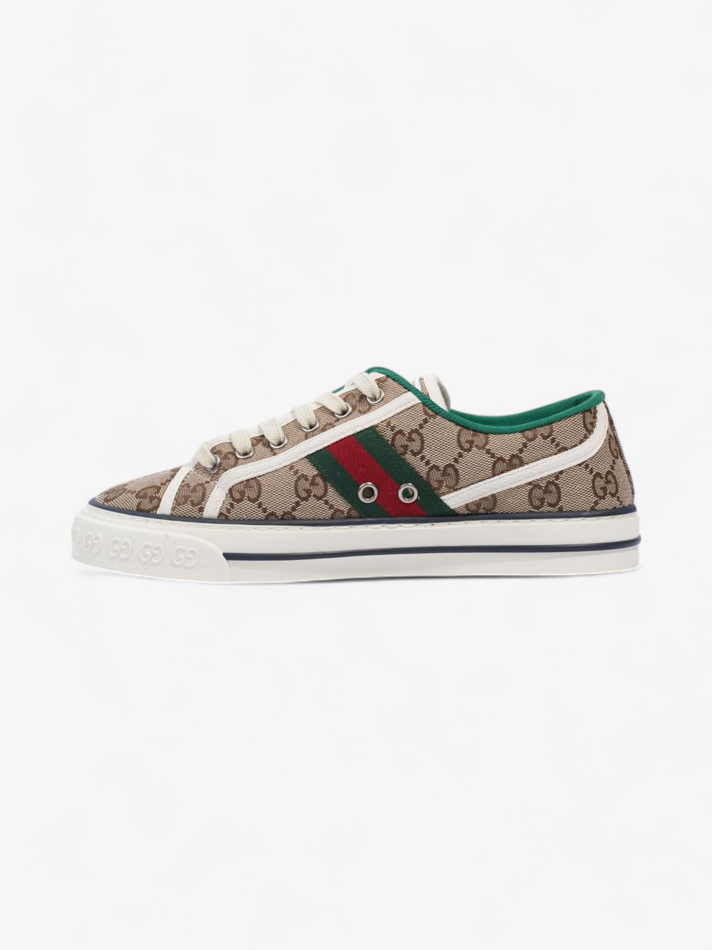 Gucci GG Tennis 1977 Sneakers Beige / White / Green Canvas EU 38 UK 5