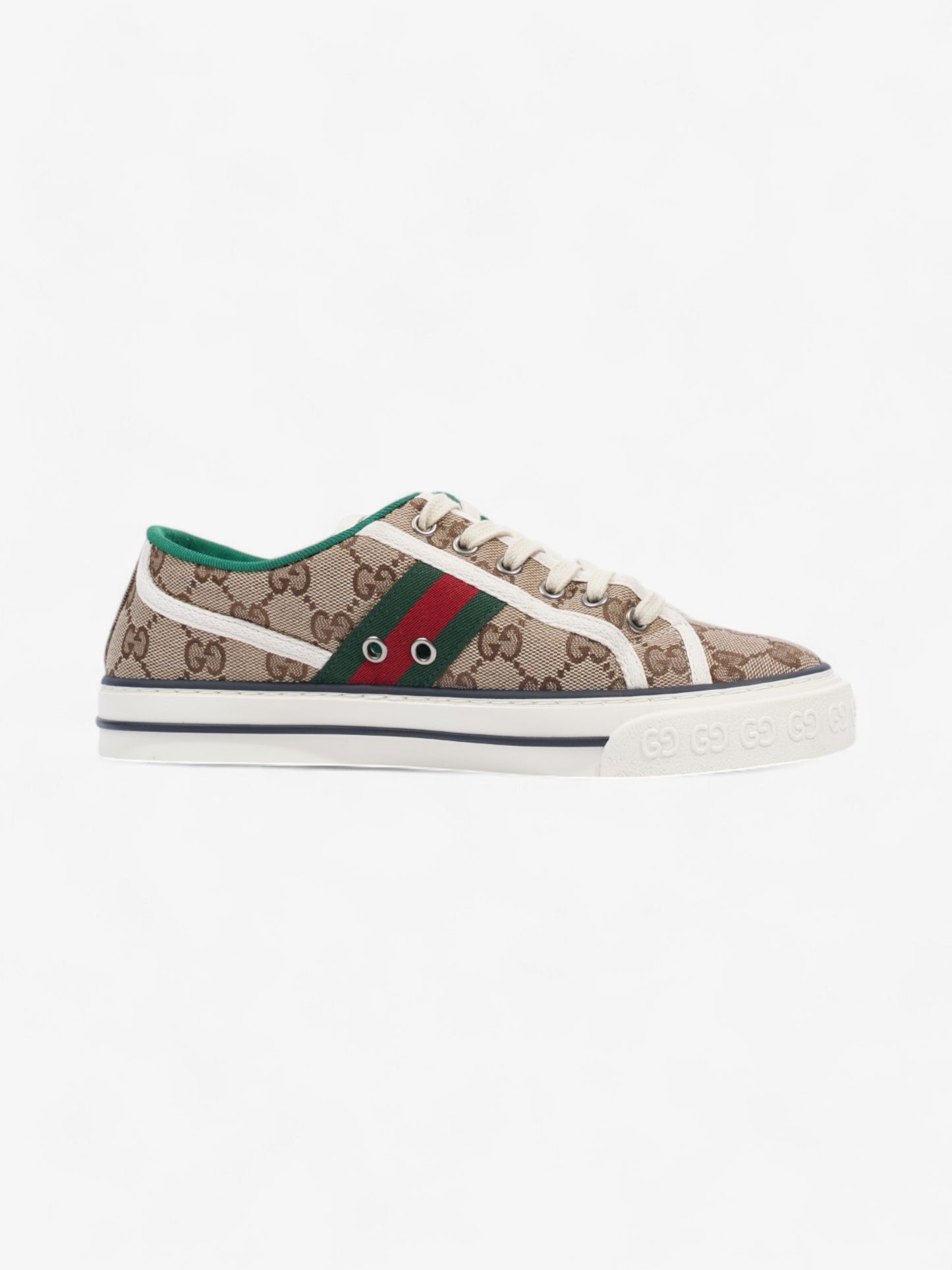 Gucci GG Tennis 1977 Sneakers Beige / White / Green Canvas EU 38 UK 5