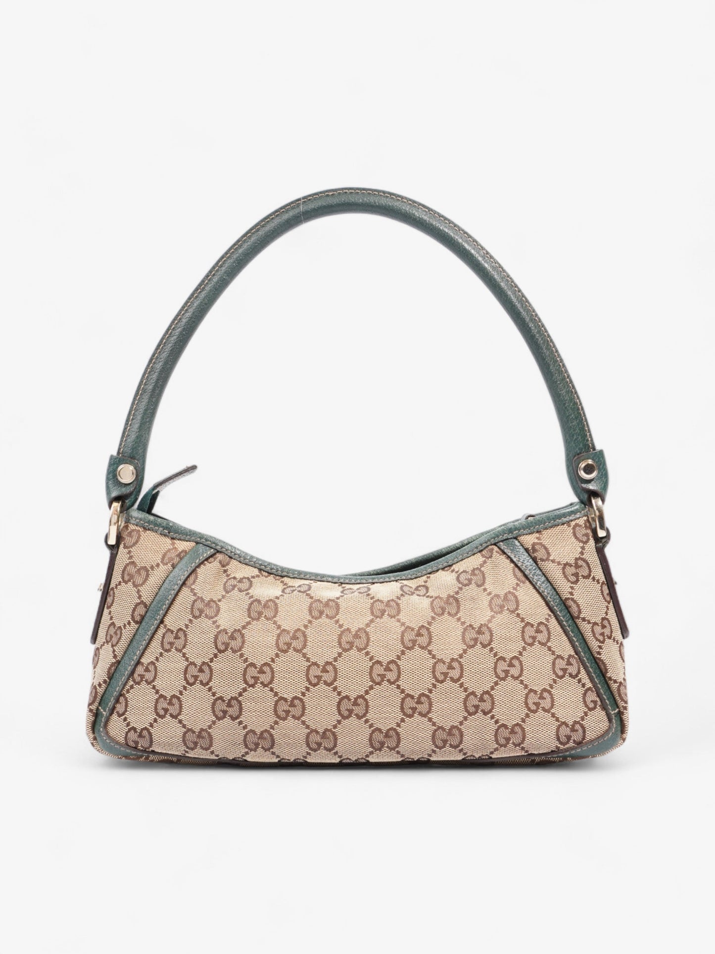 Gucci Abbey D Ring Beige And Ebony GG Supreme / Green Canvas