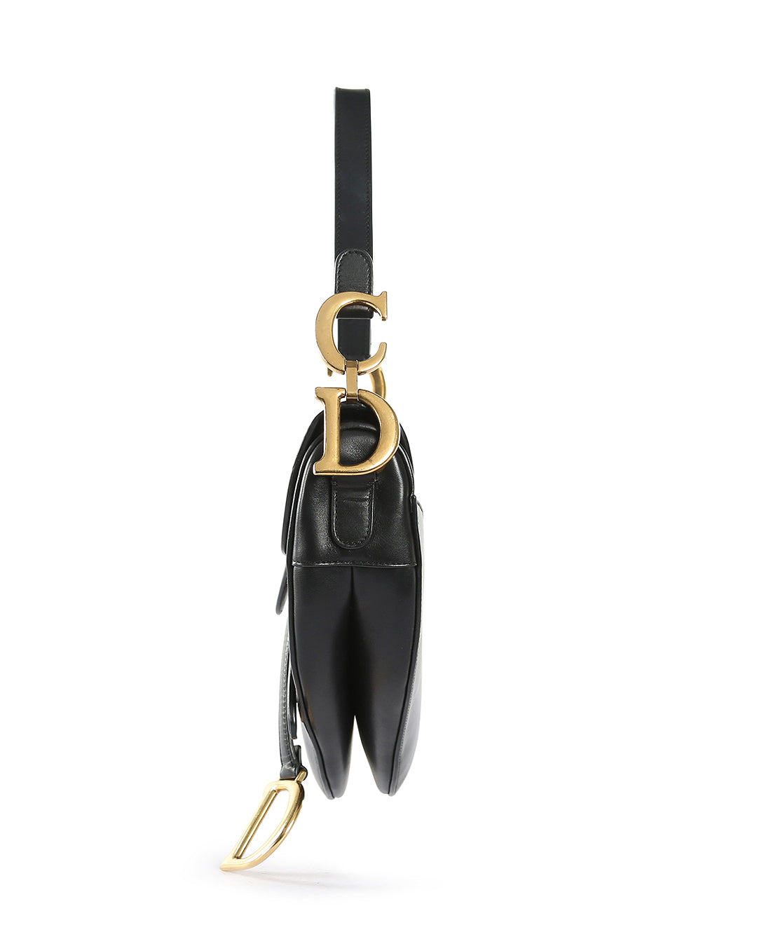 CHRISTIAN DIOR Black Calfskin Leather Saddle Bag