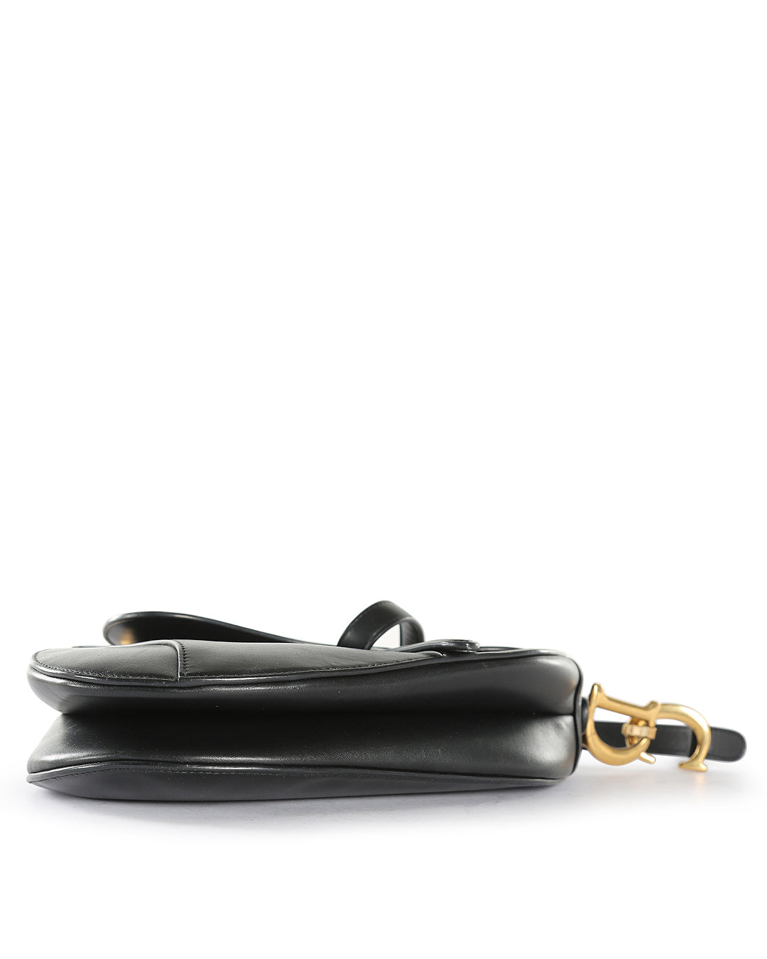 CHRISTIAN DIOR Black Calfskin Leather Saddle Bag