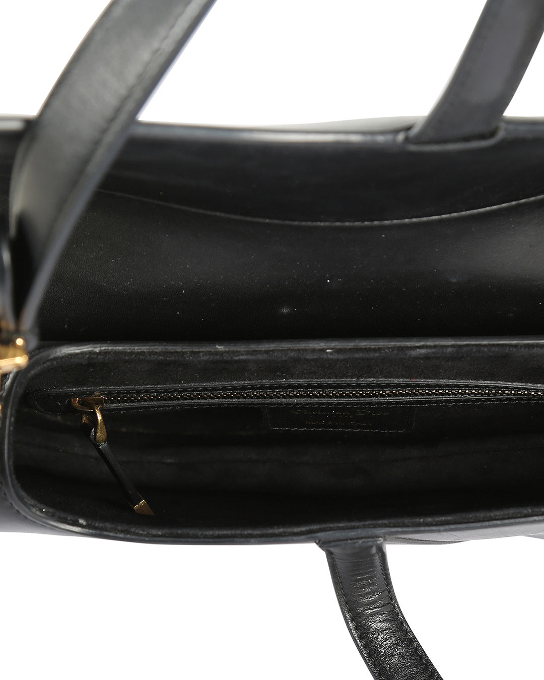 CHRISTIAN DIOR Black Calfskin Leather Saddle Bag
