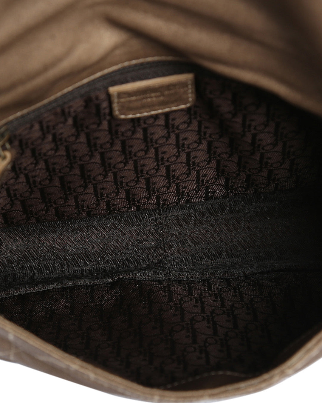 CHRISTIAN DIOR Bronze Lambskin Leather Cannage Flap Shoulder Bag