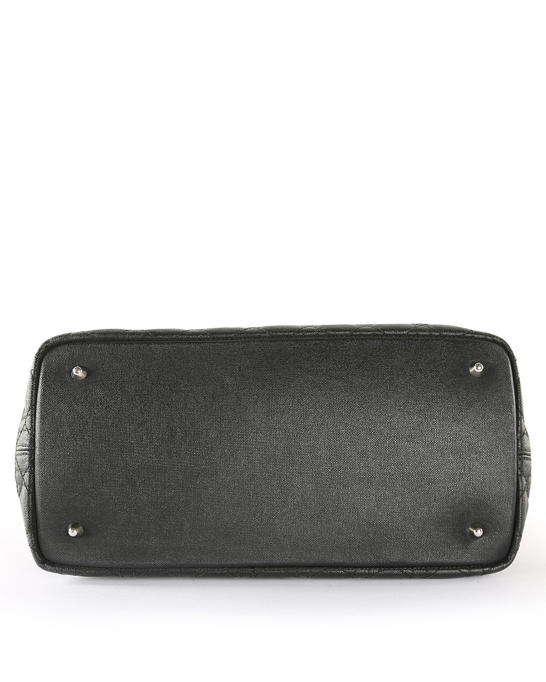 CHRISTIAN DIOR Black Coated Canvas Cannage Panarea Medium Tote Bag