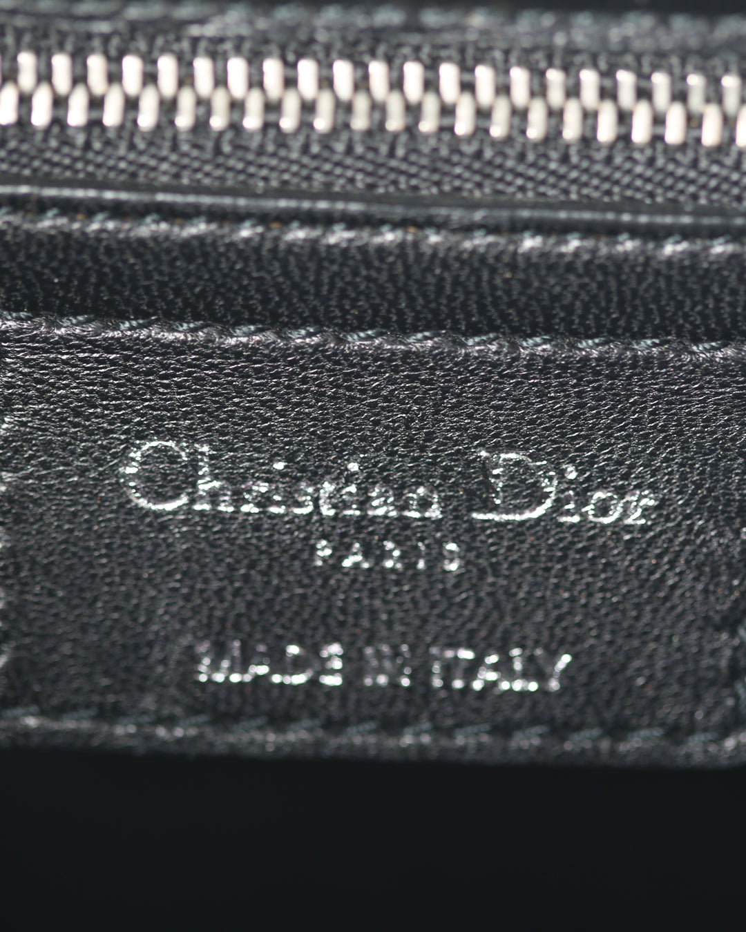 CHRISTIAN DIOR Black Leather Limited Edition Pocket Large Lady Dior Tote Bag
