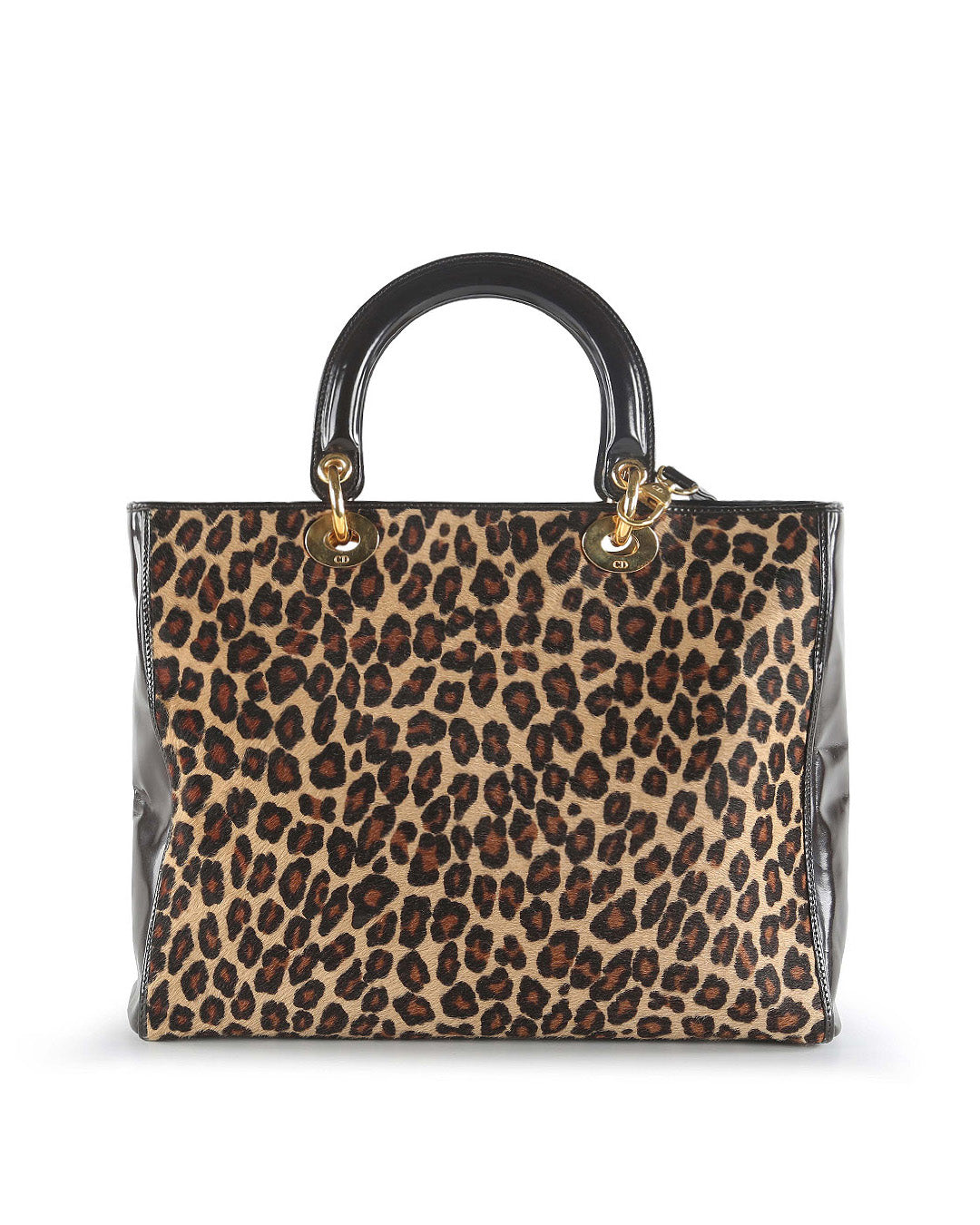 CHRISTIAN DIOR Leopard Print Pony Hair Lady Dior Bag