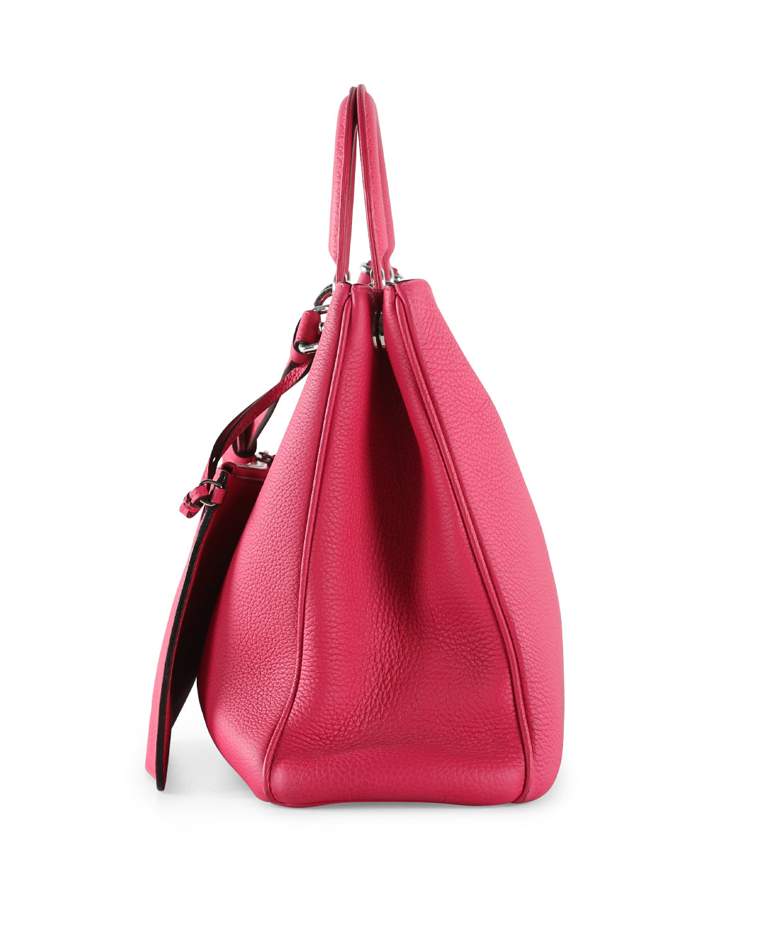 CHRISTIAN DIOR Fuchsia Pebbled Leather Large Diorissimo Shopper Tote Bag