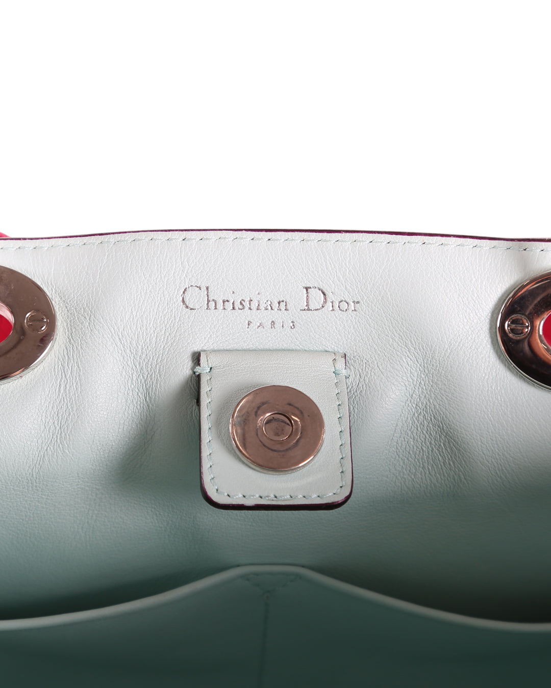 CHRISTIAN DIOR Fuchsia Pebbled Leather Large Diorissimo Shopper Tote Bag