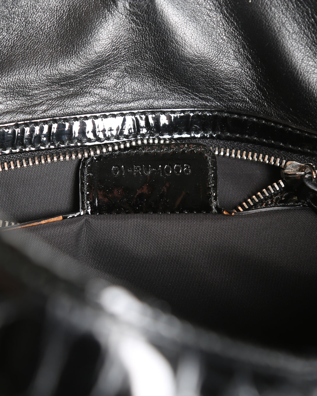 CHRISTIAN DIOR Black Crocodile Embossed Patent Leather 61 Large Shoulder Bag
