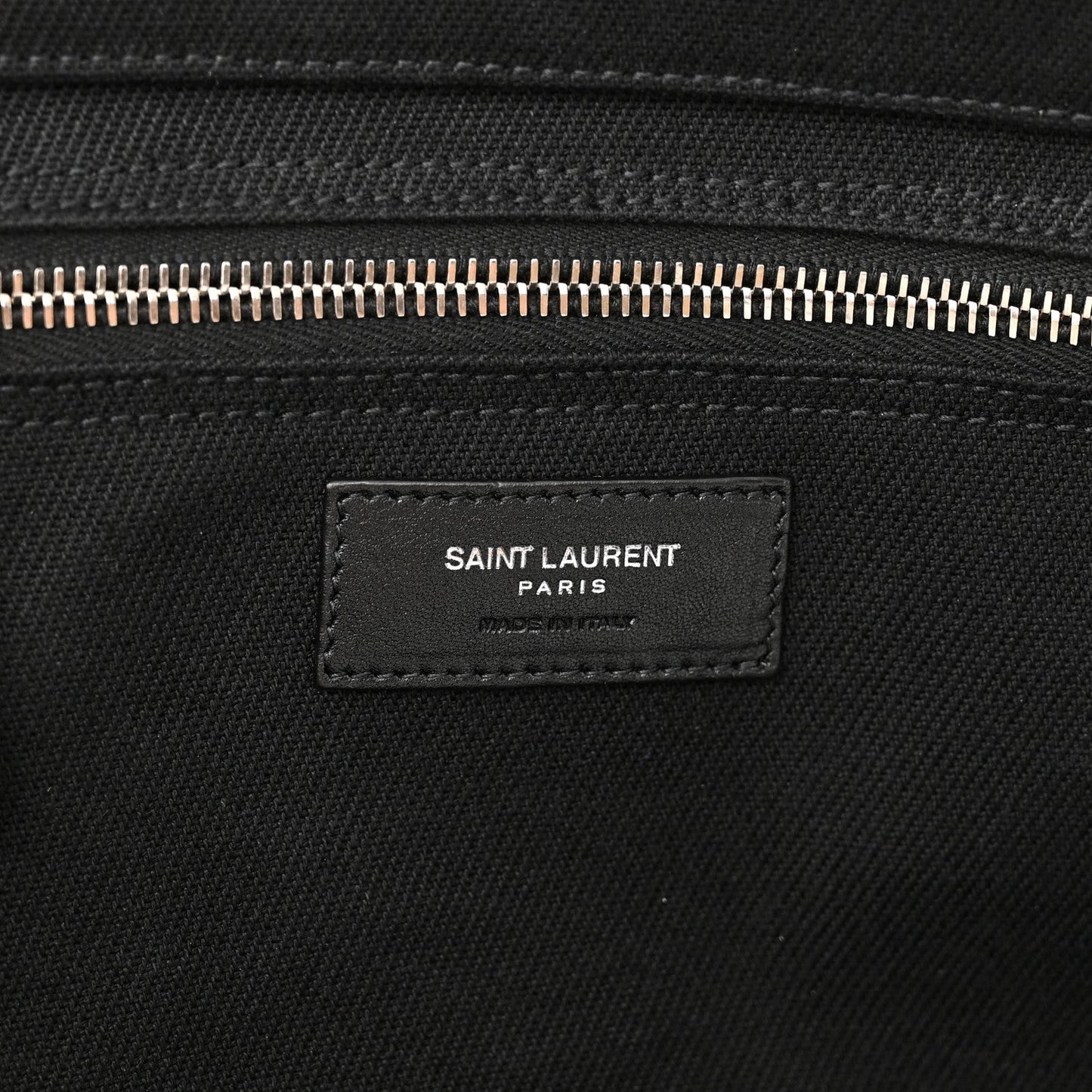SAINT LAURENT RIVE GAUCHE LARGE CANVAS & CALFSKIN TOTE BAG