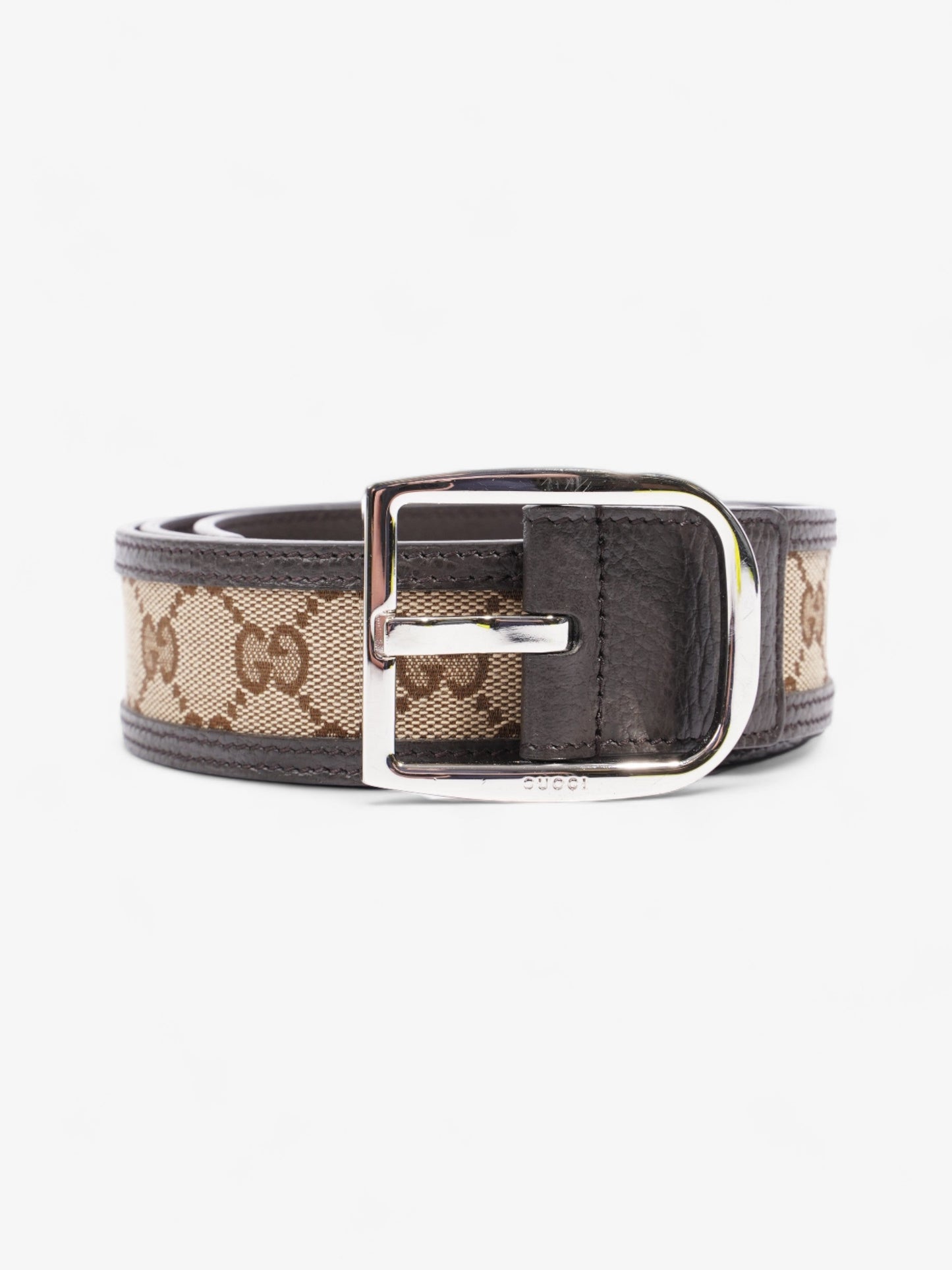 Gucci Gucci GG belt Beige And Ebony GG Supreme / Brown Leather Leather 95cm 38mm