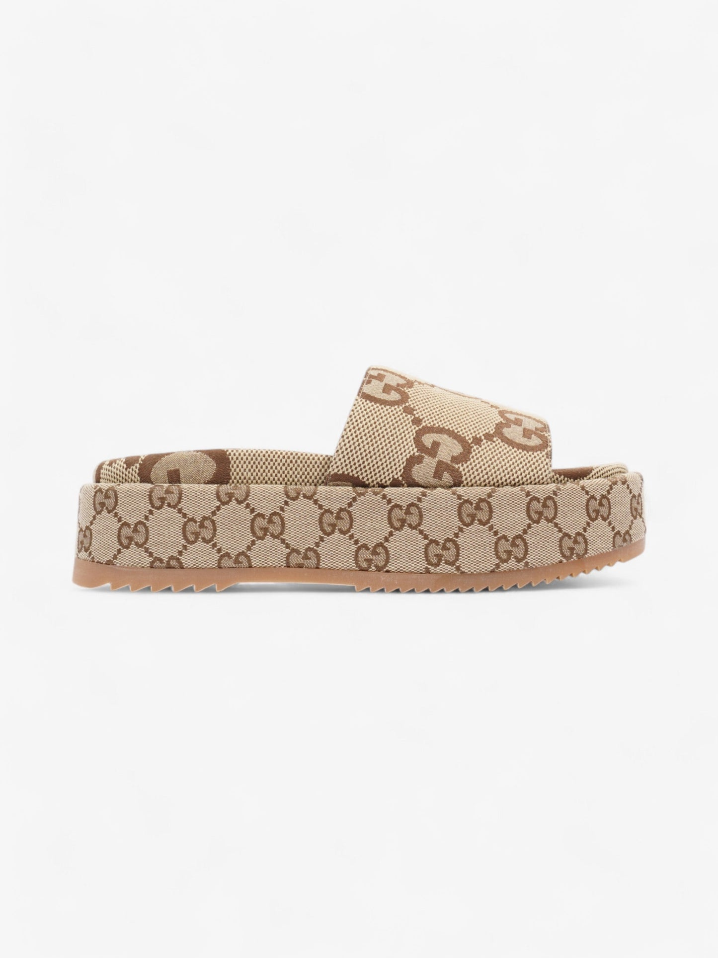 Gucci GG Platform Sandals Beige / Brown Canvas EU 38.5 UK 5.5