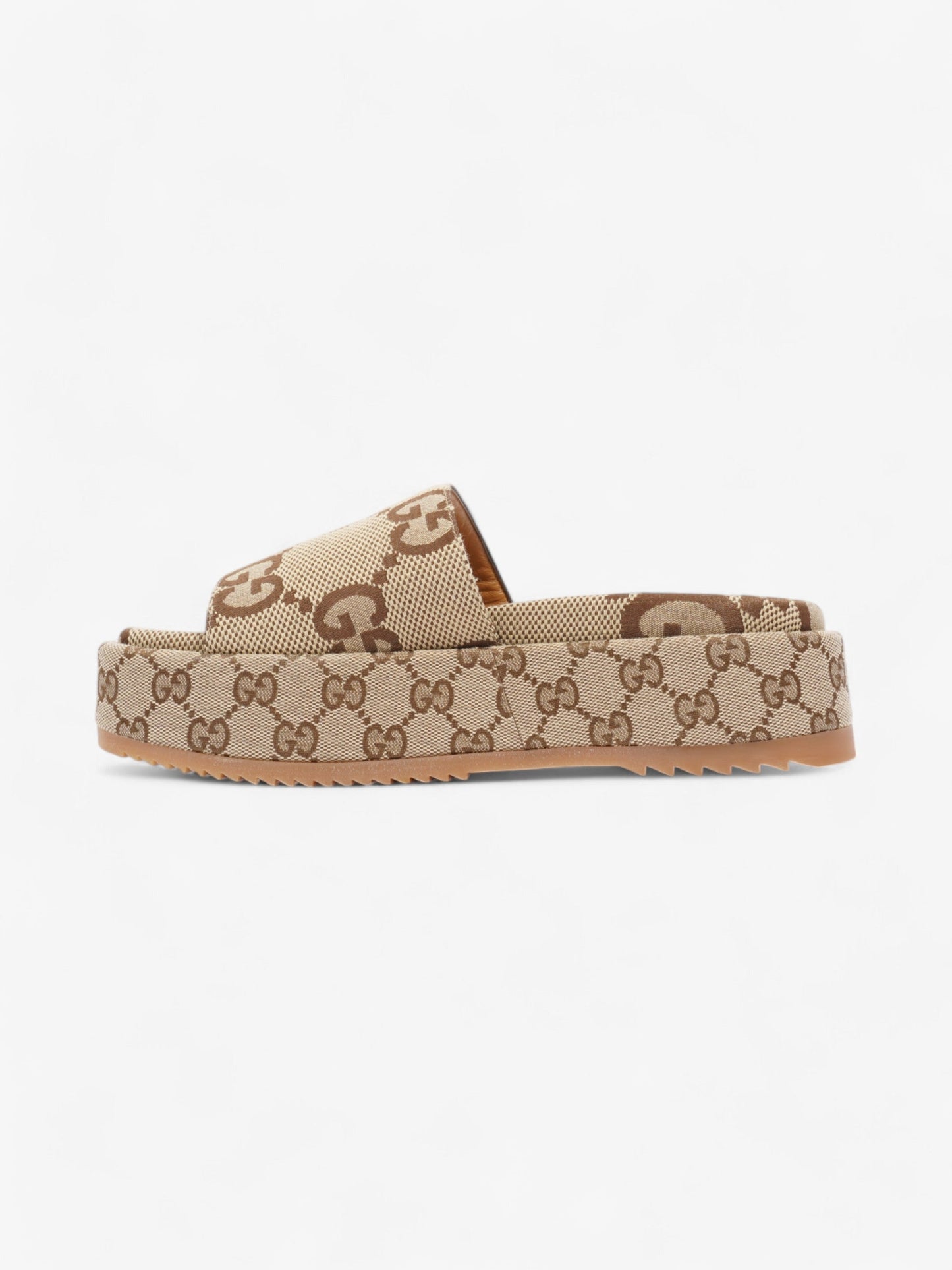 Gucci GG Platform Sandals Beige / Brown Canvas EU 38.5 UK 5.5