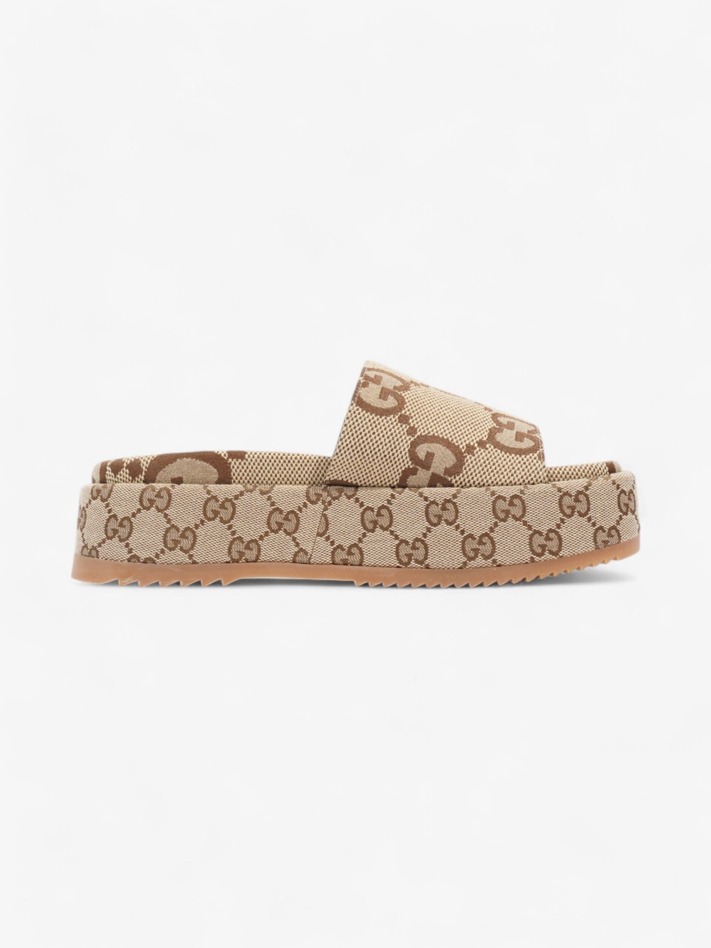 Gucci GG Platform Sandals Beige / Brown Canvas EU 38.5 UK 5.5