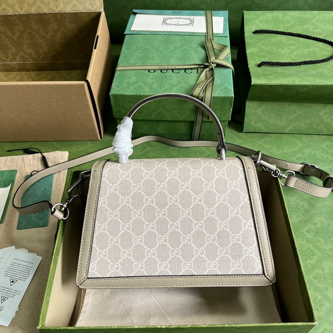 Small Dionysus Top Handle Bag Beige Leather Handbag for Women