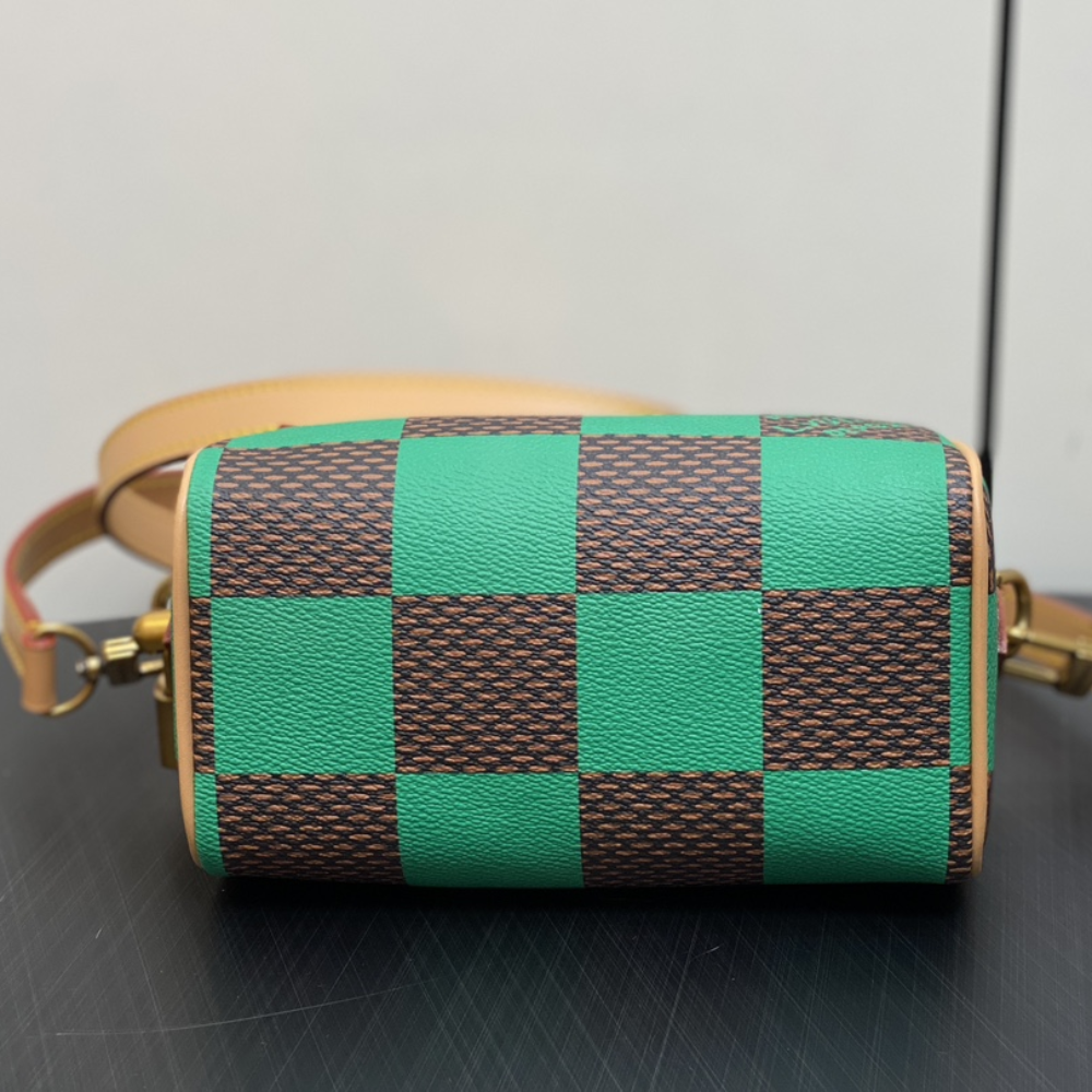 Speedy 18 Bandoulière Damier Pop Green Leather Handbag for Women