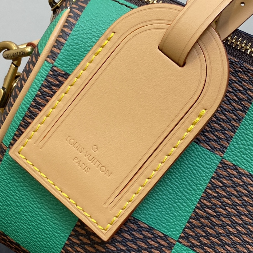 Speedy 18 Bandoulière Damier Pop Green Leather Handbag for Women