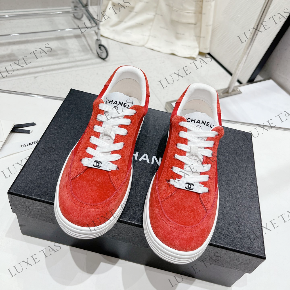 Suede Calfskin Red Sneakers Designer Sneakers for Women