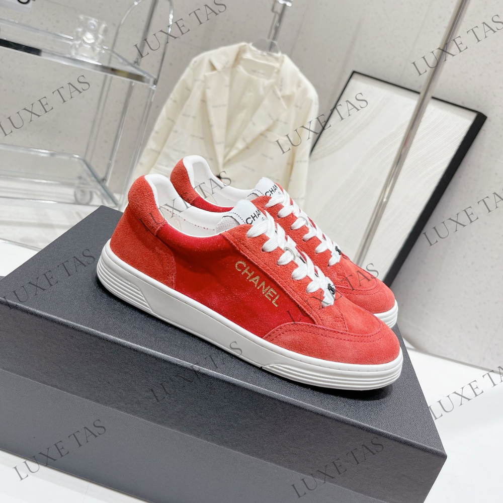 Suede Calfskin Red Sneakers Designer Sneakers for Women