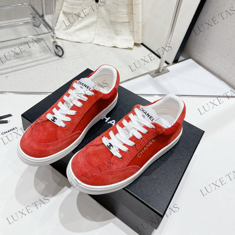 Suede Calfskin Red Sneakers Designer Sneakers for Women