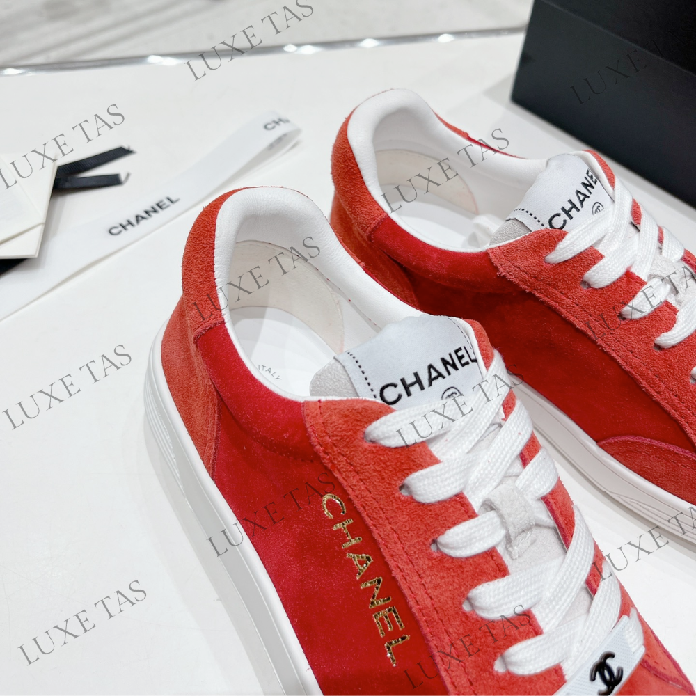 Suede Calfskin Red Sneakers Designer Sneakers for Women