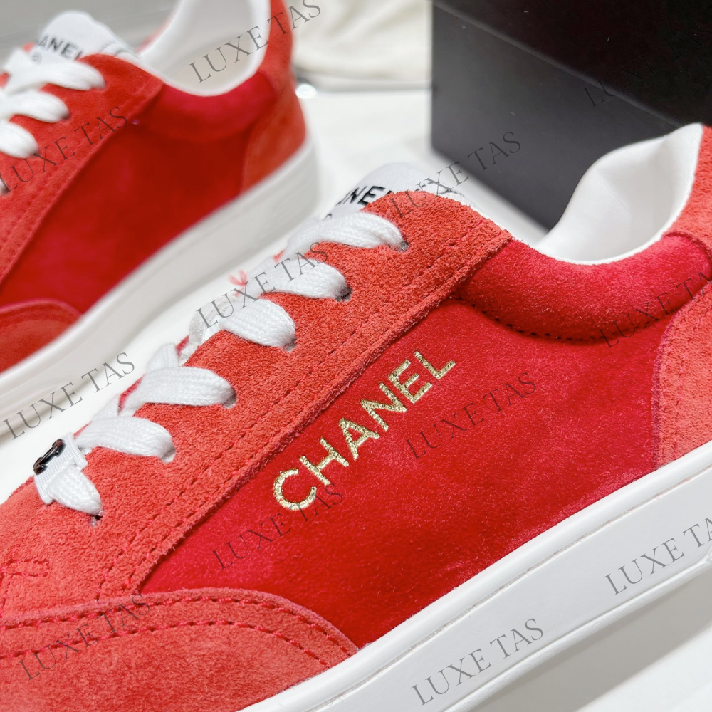 Suede Calfskin Red Sneakers Designer Sneakers for Women