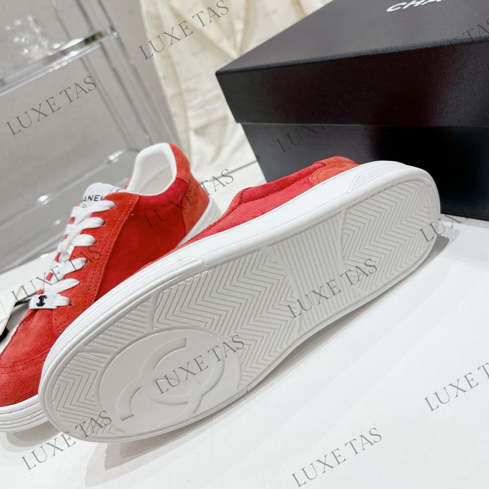 Suede Calfskin Red Sneakers Designer Sneakers for Women