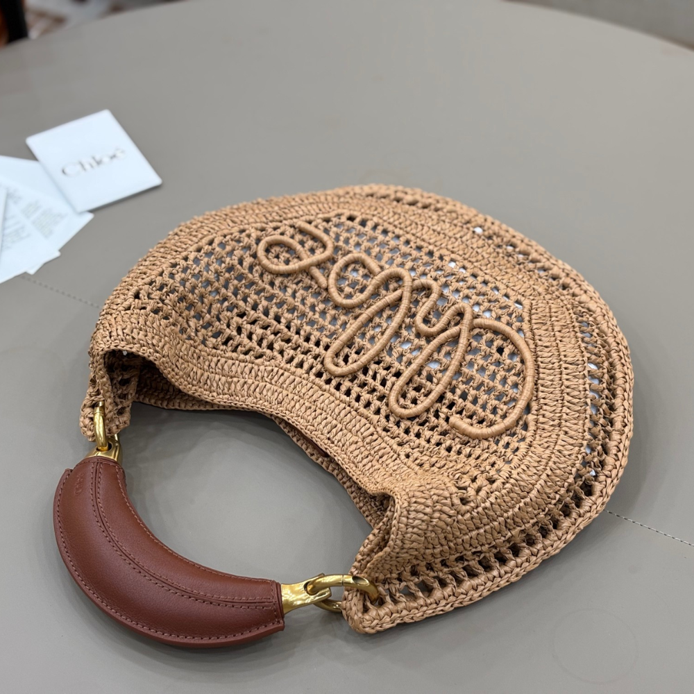 Summery Beige Summer Banana Hobo Bag In Raffia Tote Bag for Women