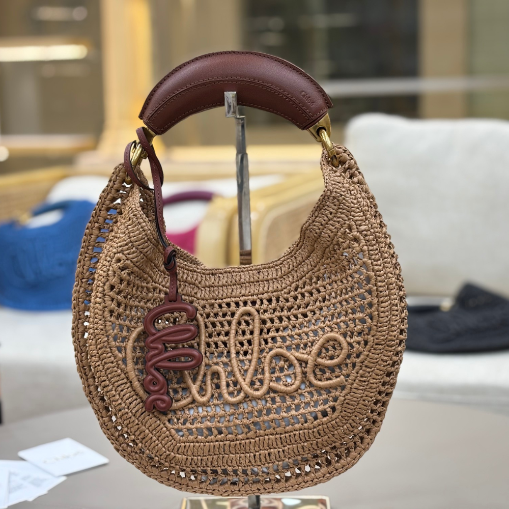 Summery Beige Summer Banana Hobo Bag In Raffia Tote Bag for Women