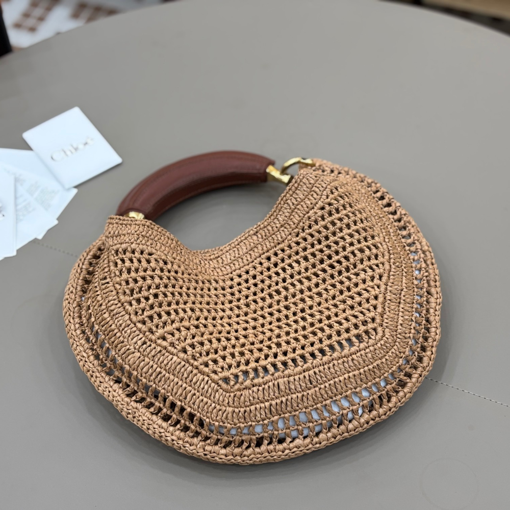 Summery Beige Summer Banana Hobo Bag In Raffia Tote Bag for Women