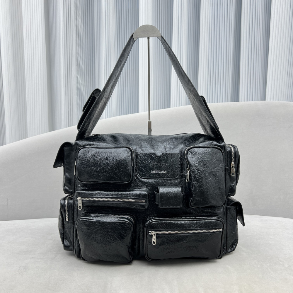 Superbusy Large Sling Bag in Black Leather Crossbody Bag for Women