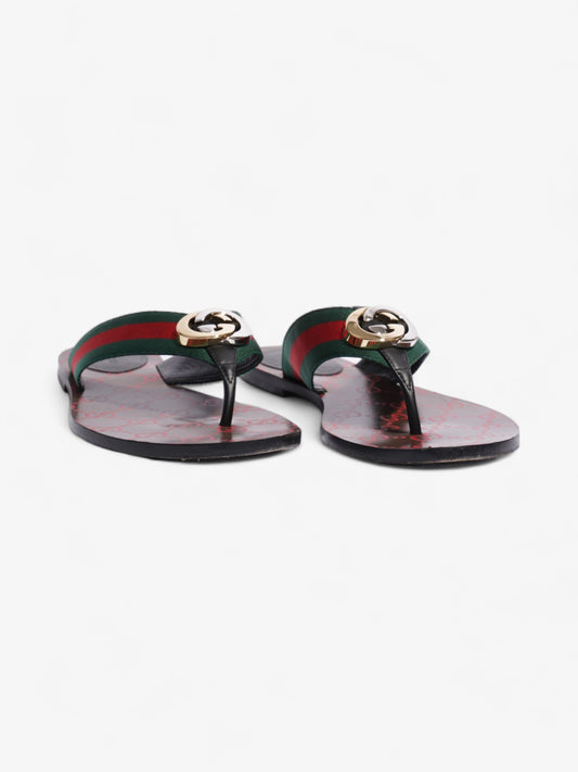 Gucci GG Thong Web Sandal Red / Green Canvas EU 39 UK 6