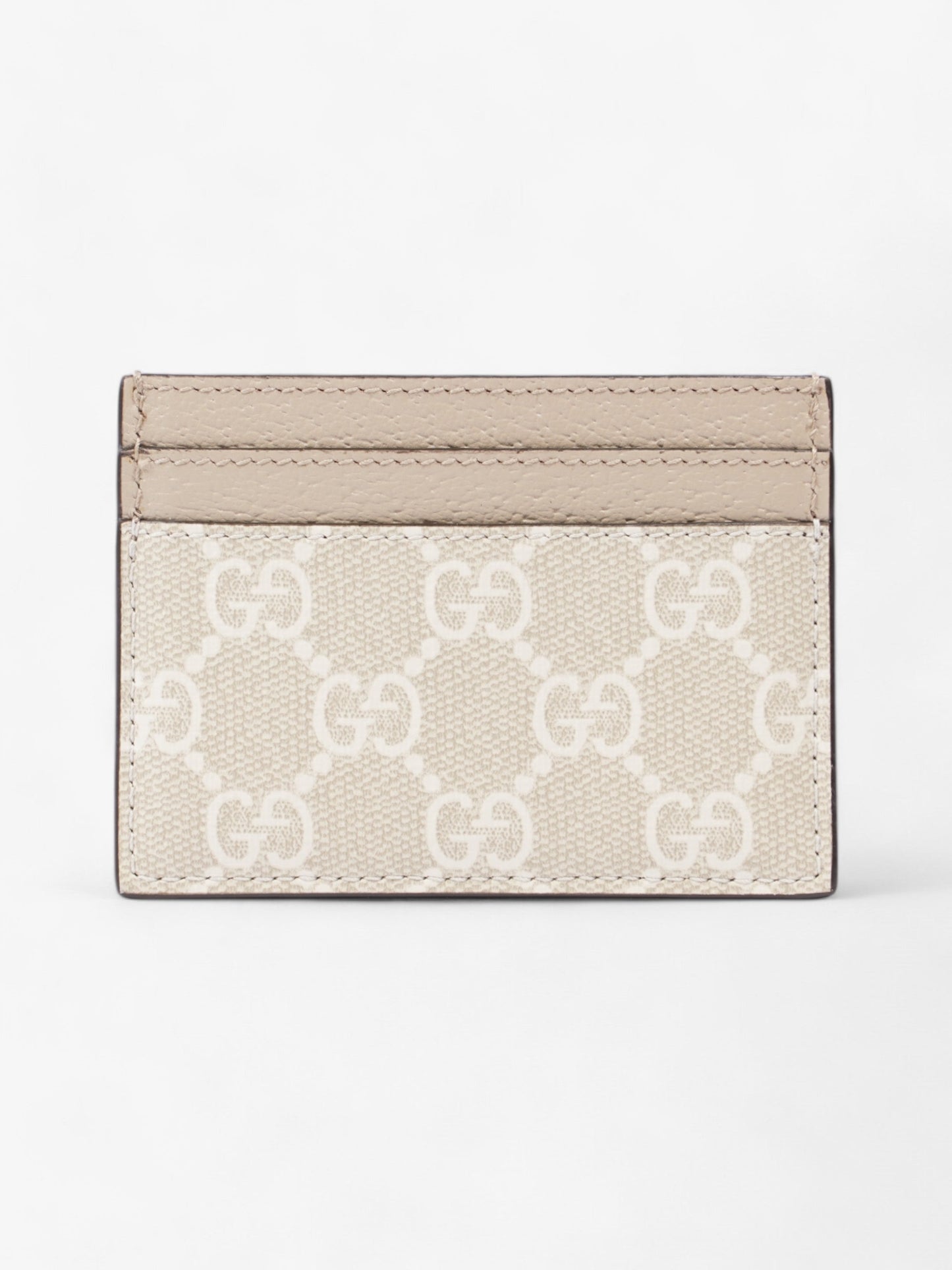Gucci GG Card Holder Taupe / Gold Canvas
