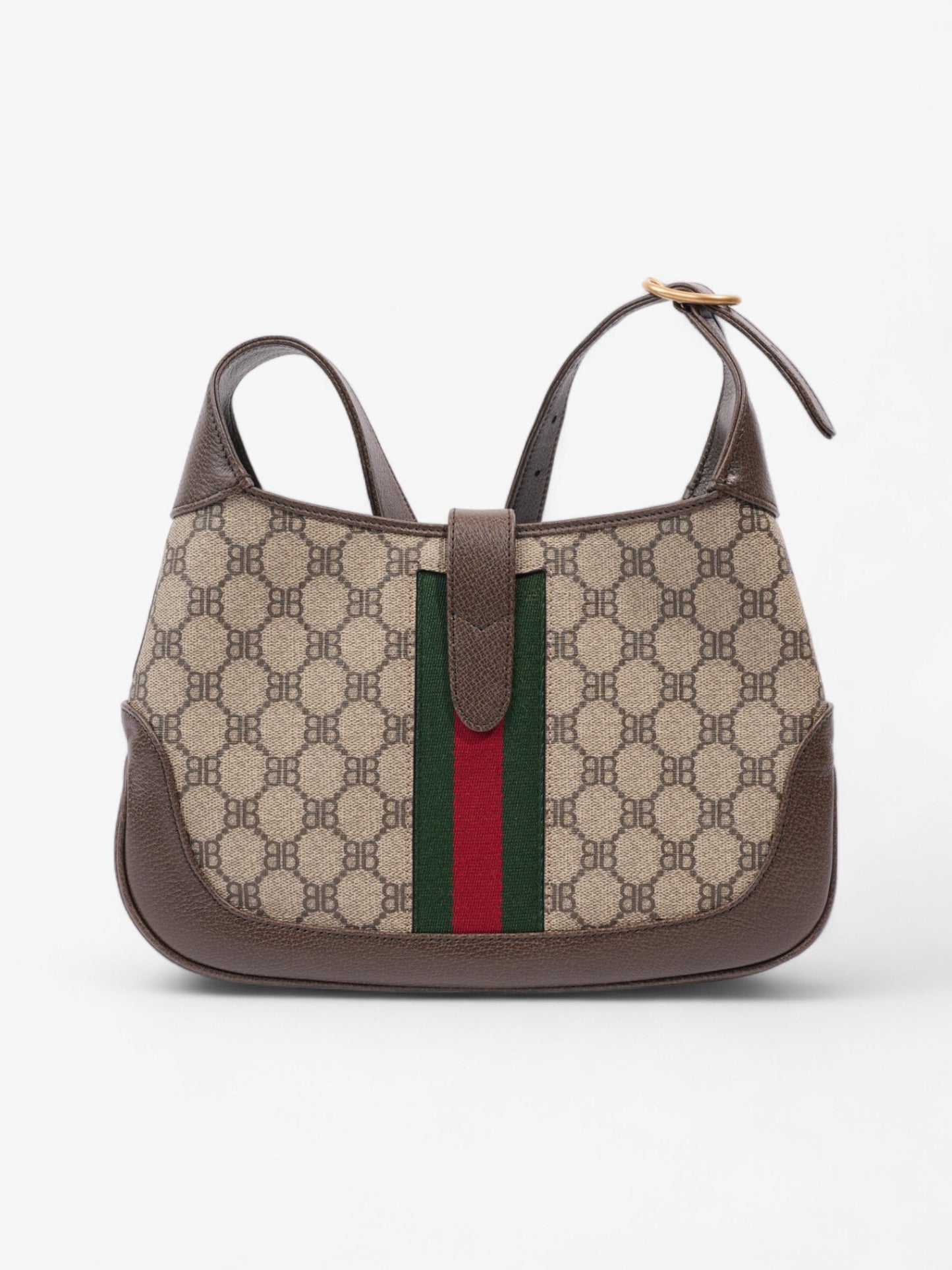 Gucci Gucci X Balenciaga Jackie 1961 Beige And Ebony GG Supreme Coated Canvas Small