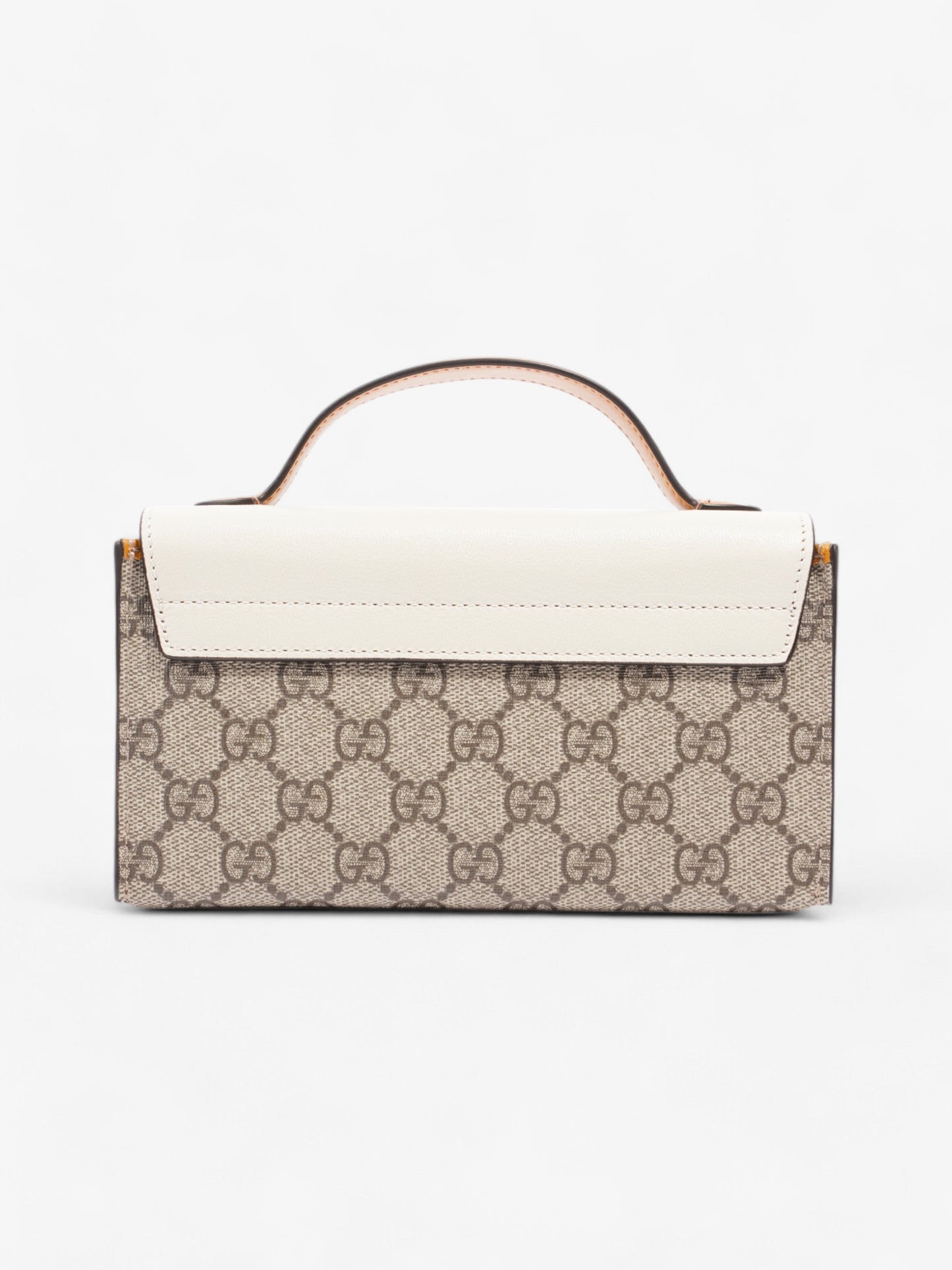 Gucci Padlock Top Handle GG Supreme / Cream / Mustard Calfskin Leather Mini