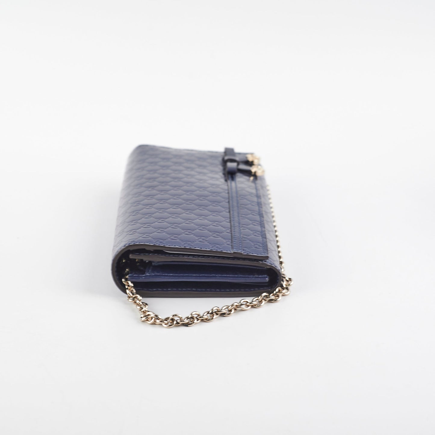 Gucci Monogram Wallet Patent Navy Clutch